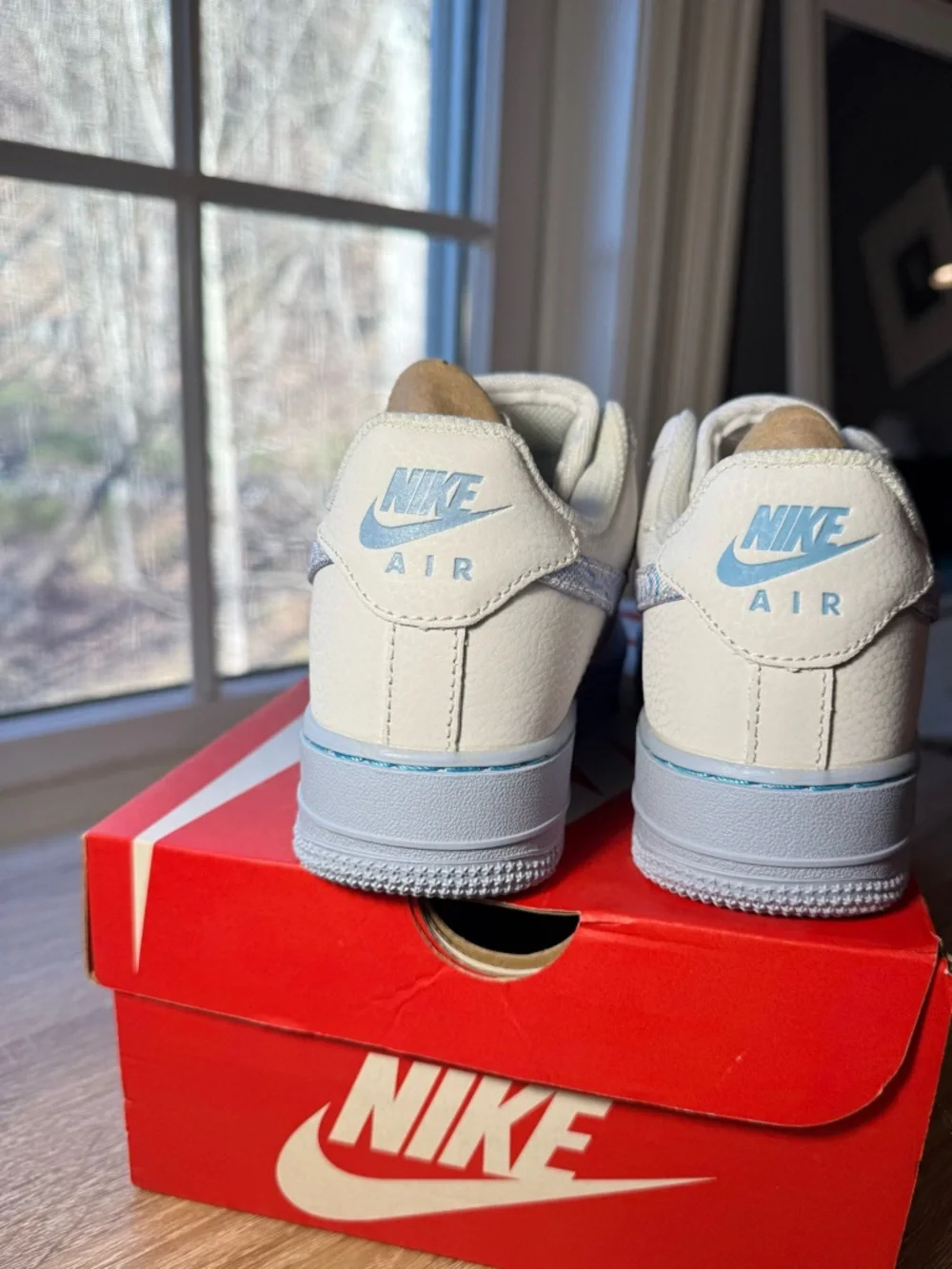 Nike Air Force 1 "Hydrogen Blue" with Psychedelic Swooshes - Picture 7 of 9